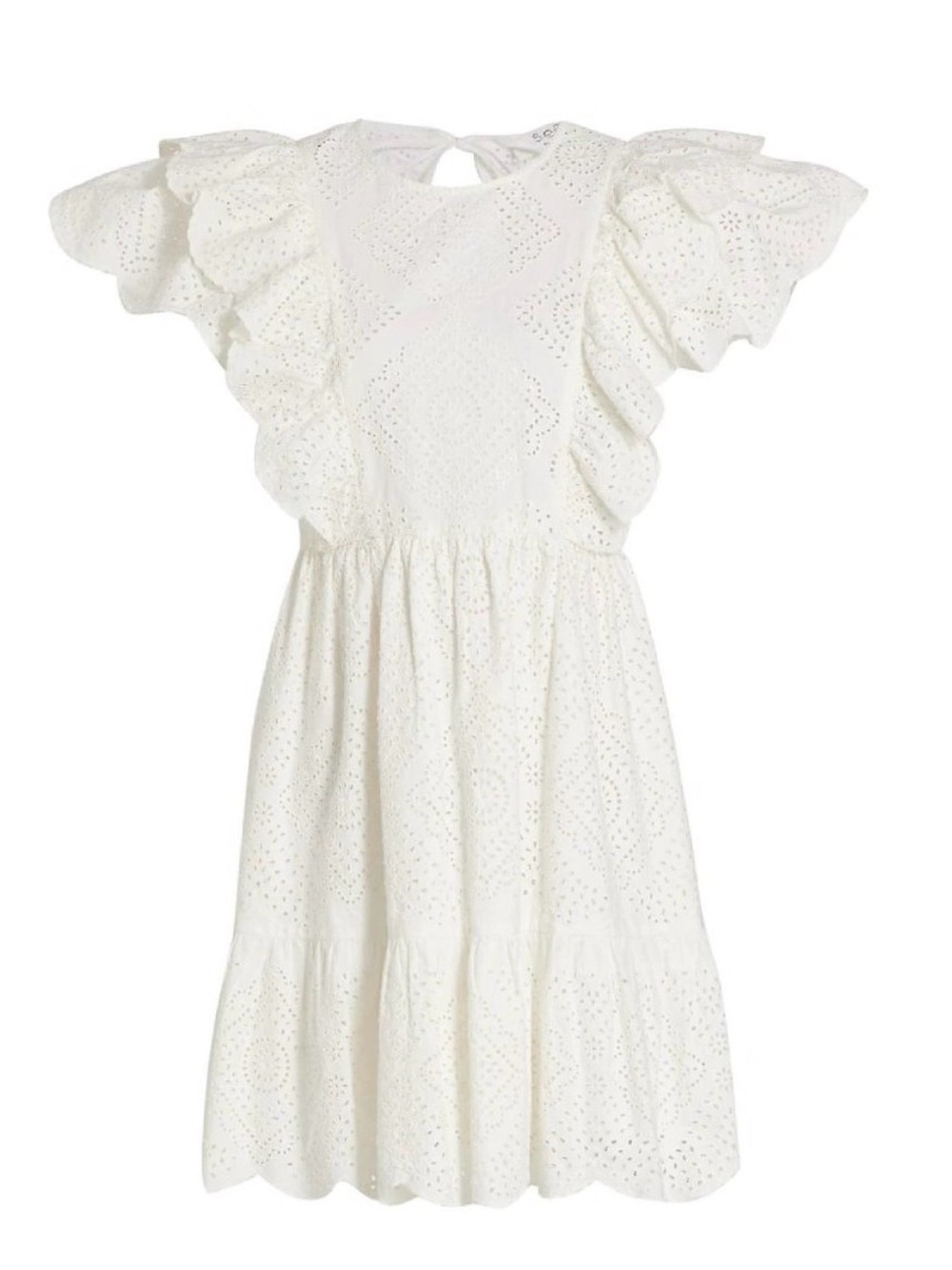 Sea New York Cream Eyelet Ruffle Mini Dress - size Large